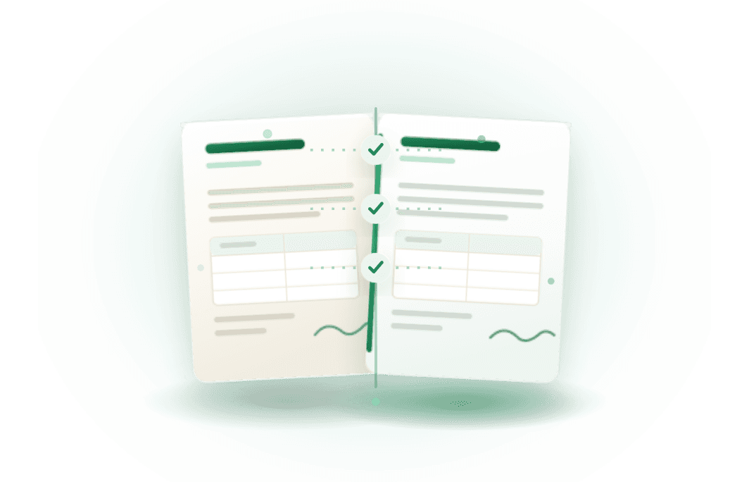 Illustration of a bilingual review workspace comparing original and translated legal documents side by side